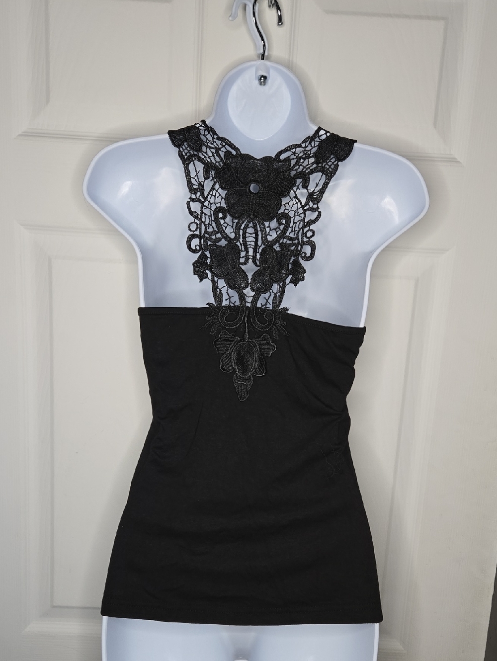 Black Halter Ring Gothic Tank Top L - Picture 4 of 5